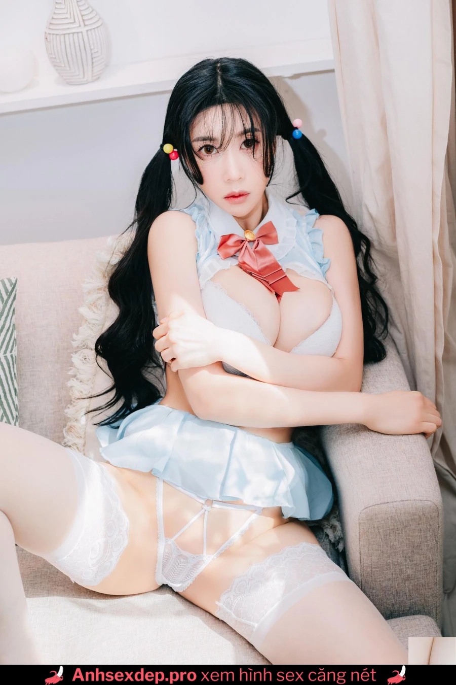 Gái xinh tóc bím cosplay Sakura banh đít cực kích thích hình 11